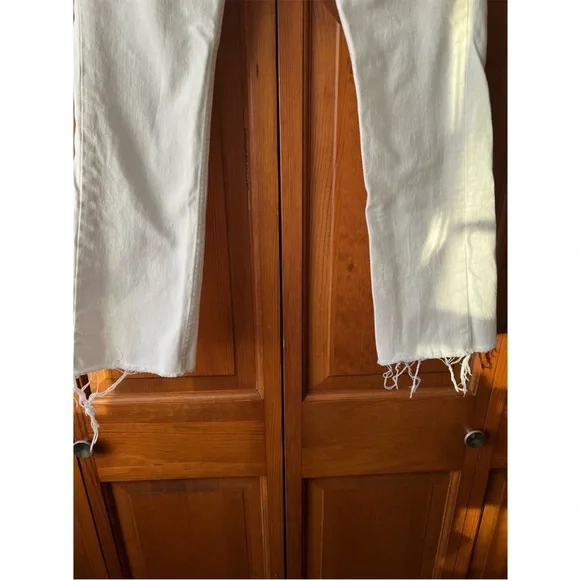 Everlane Women's High Rise Kick Crop Jeans Raw Hem Denim White Size 25R - Picture 4 of 11